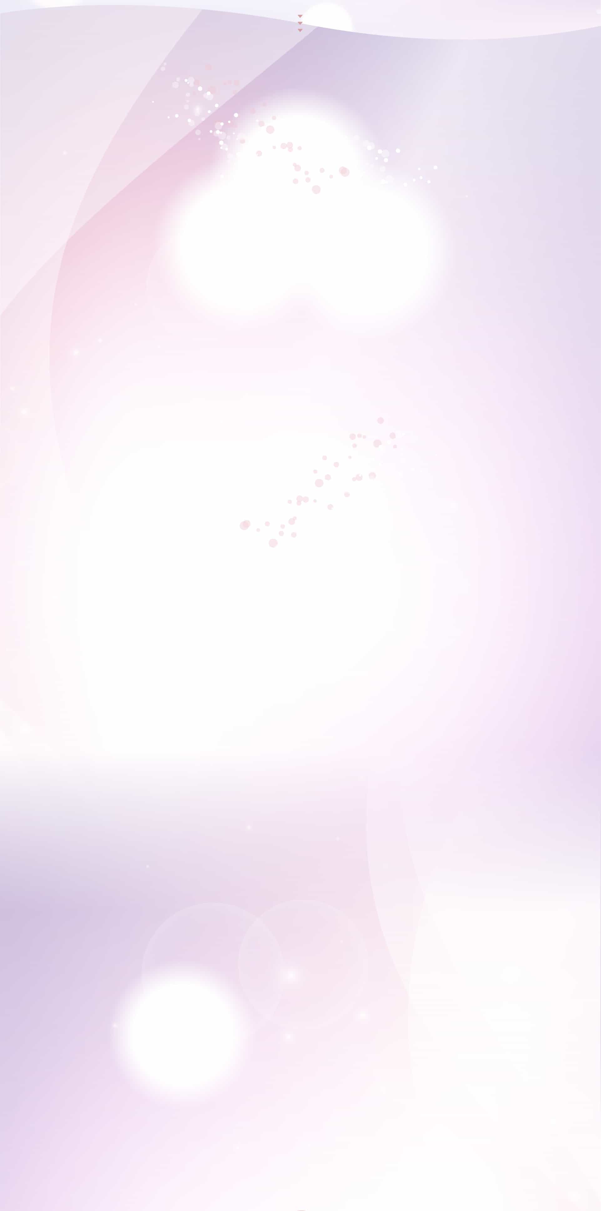 縦長の背景、淡い青とピンクのグラデーション、バブルと輝く光のデザイン